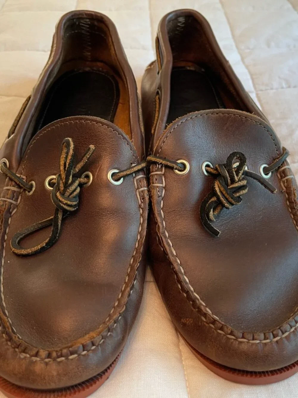 Quoddy Canoe Moc Dark Brown Leather Loafers Men's 11